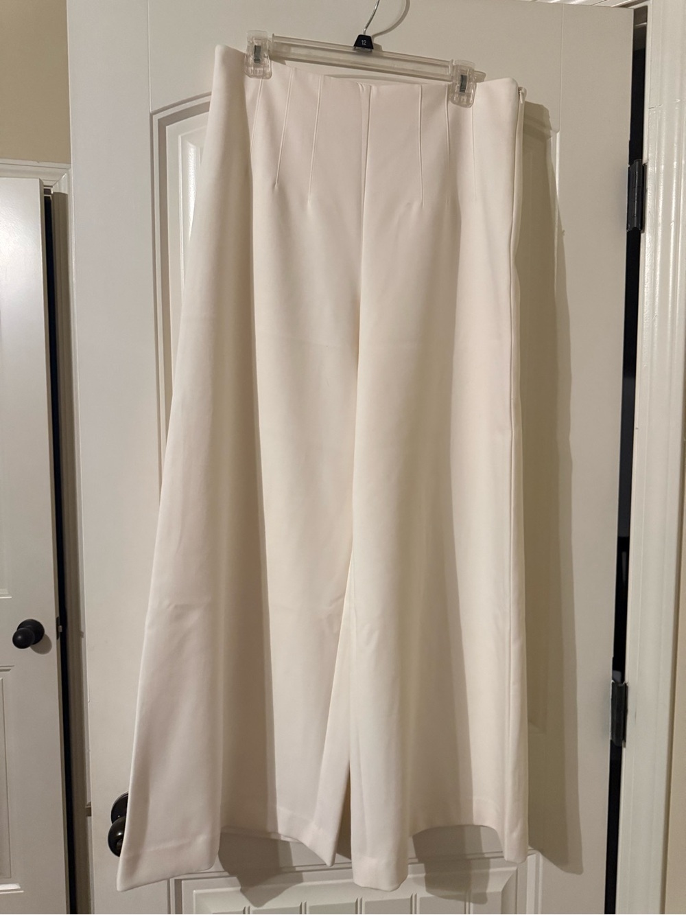 LOFT Cream Wide-Leg High-Rise Pants